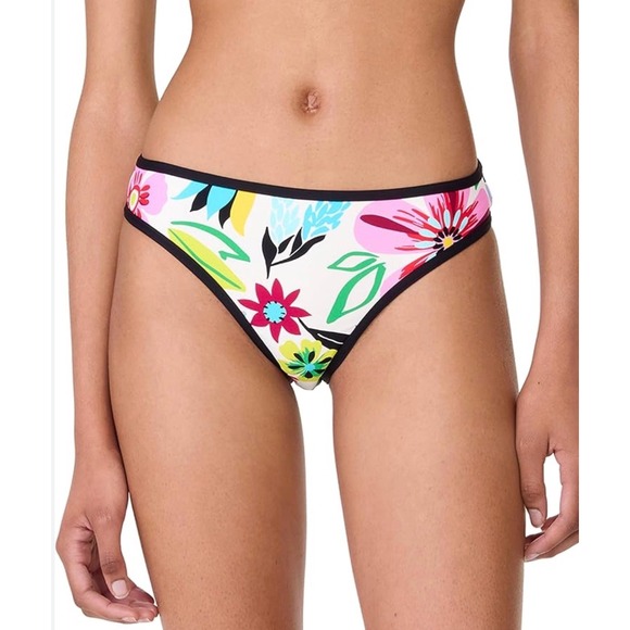 Kate Spade Floral High Cut Bikini Bottom Cream Multi Size Small new